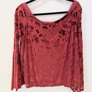 Knox Rose Floral Velvet Blouse - Deep Pink